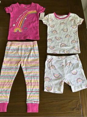 Carters 24 Month Girls Pink Rainbow Pajama Set - 4-Piece Sleepwear. NWT